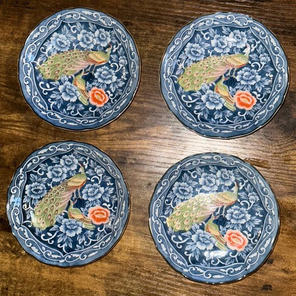 Beautiful Vintage Peacock Design Sauce Dishes - Set of 4 - Picture 9 of 9